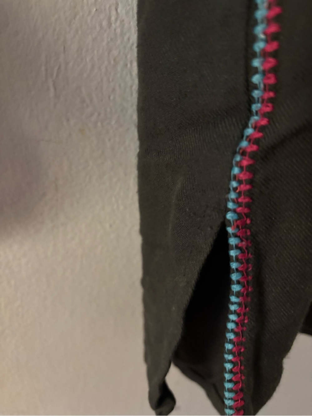 Time for Me Moss Green V-Neck Embroidered Tunic with Pink and Teal Accents - Picture 6 of 7